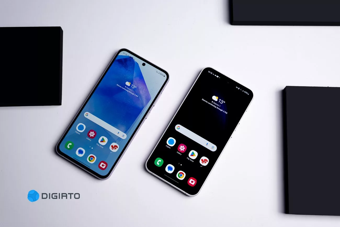 قیاس گلکسی A55 با گلکسی S23 FE؛ انتخاب چالش برانگیز_روشنفکر 24 مقایسه گلکسی A55 و گلکسی S23 FE