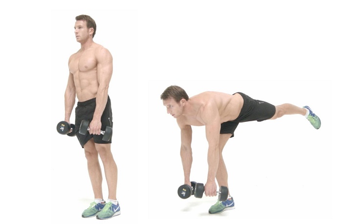 حرکات بدنسازی با دمبل؛ ۲۷ تمرین و انواع حرکات با دمبل_روشنفکر 83 ورزش با دمبل - ددلیفت دمبل تک پا